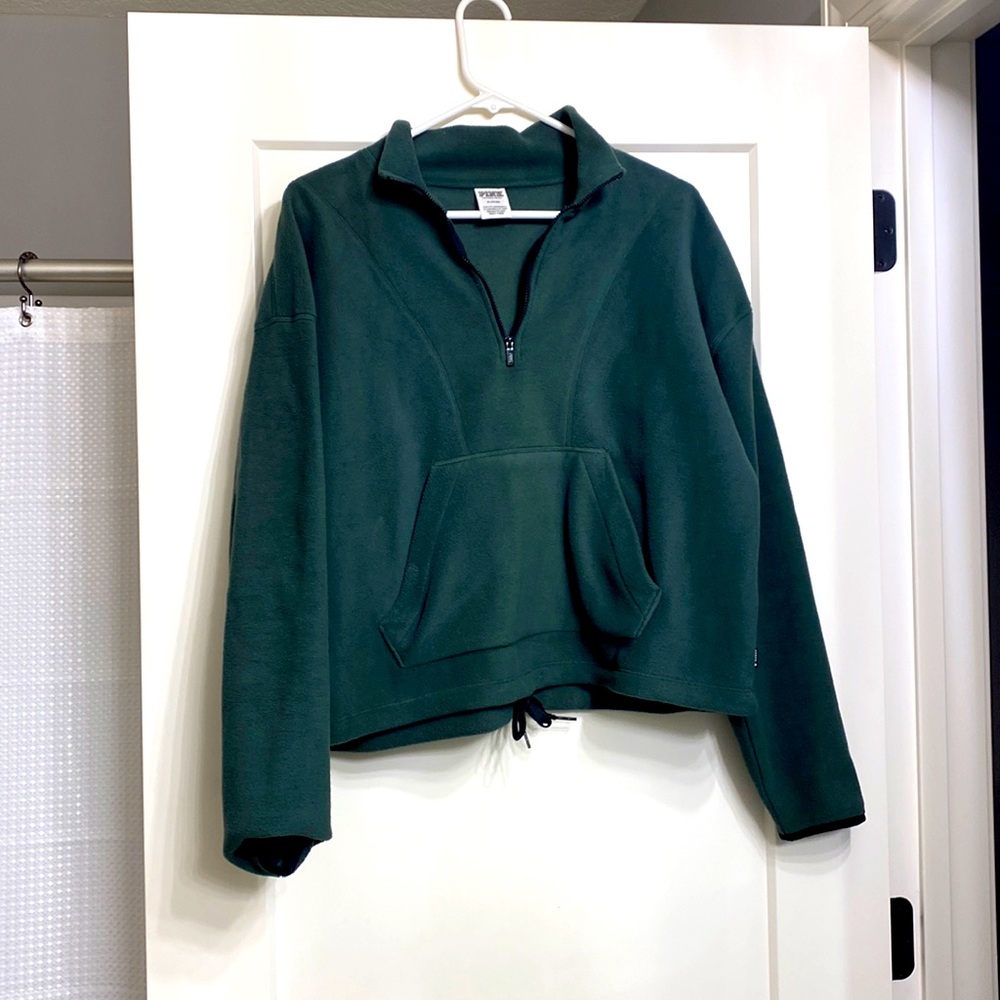 PINK Cropped 1/4 zip with front pocket.